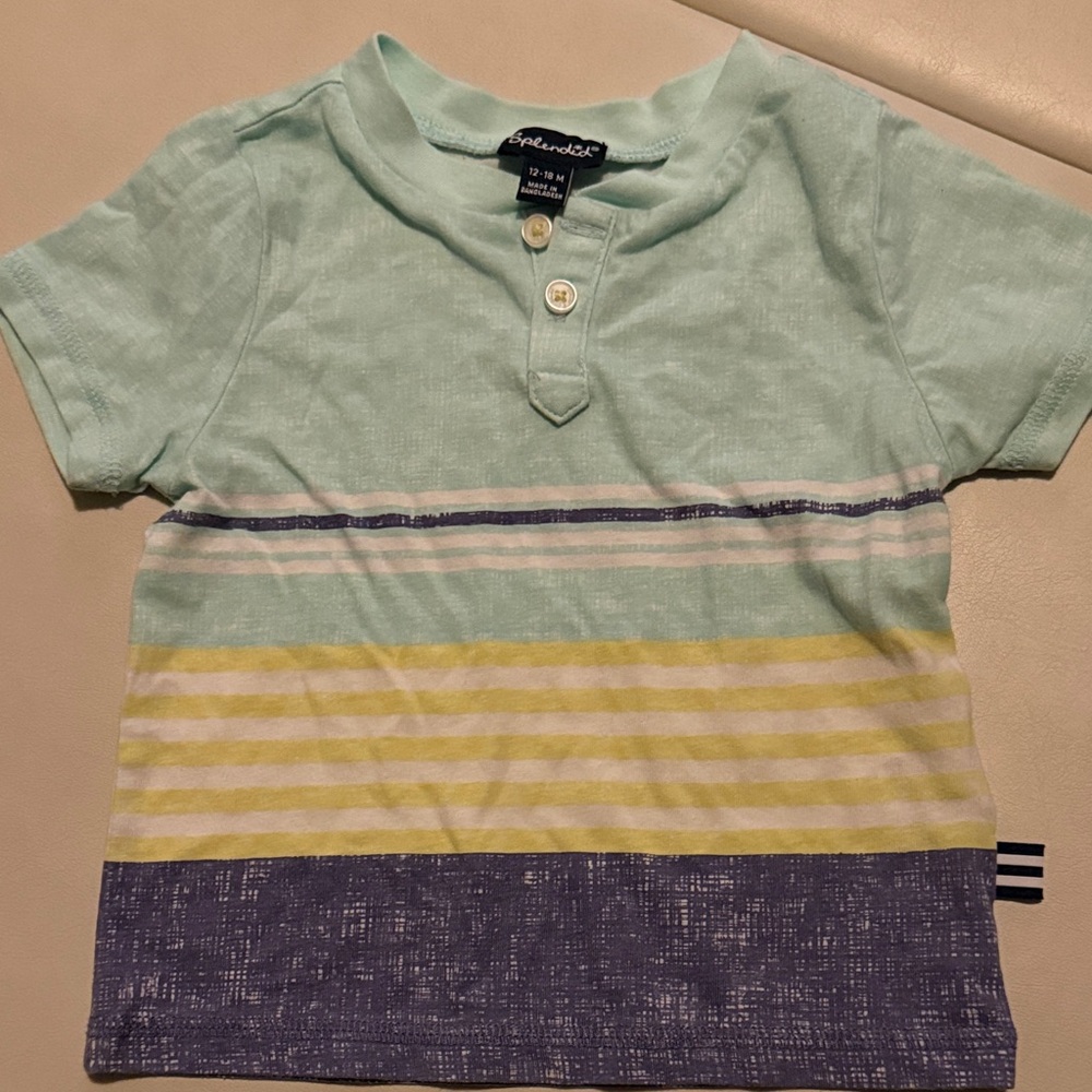 Splendid Mint and Navy Striped Tee 12-18m
